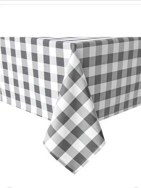 Gingham Checkered Tablecloth Polyester Waterproof Spill-Proof SQUARE 70x70” GRAY